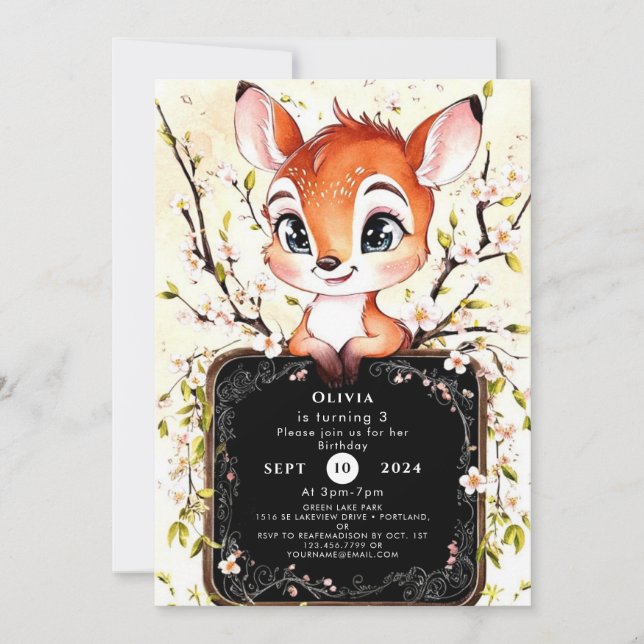 Invitation Forêt gracieuse fête d'anniversaire (Devant)