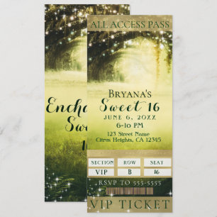 Invitation Forêt Green Glow & Lumières scintillantes Billet S