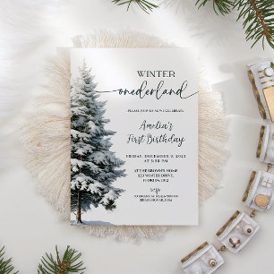 Invitation Forêt Hiver Onederland Anniversaire