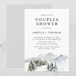 Invitation Forêt hivernale neige Bois Couples Douche