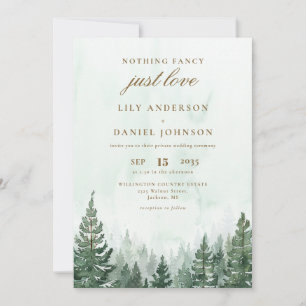 Invitation Forêt Intime de Pins à l'Aquarelle pour Mariage In