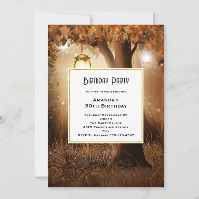 Invitation Forêt magique avec lumières des fées Anniversaire (Devant)