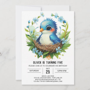 Invitation Forêt Magique Chic Bird Anniversaire