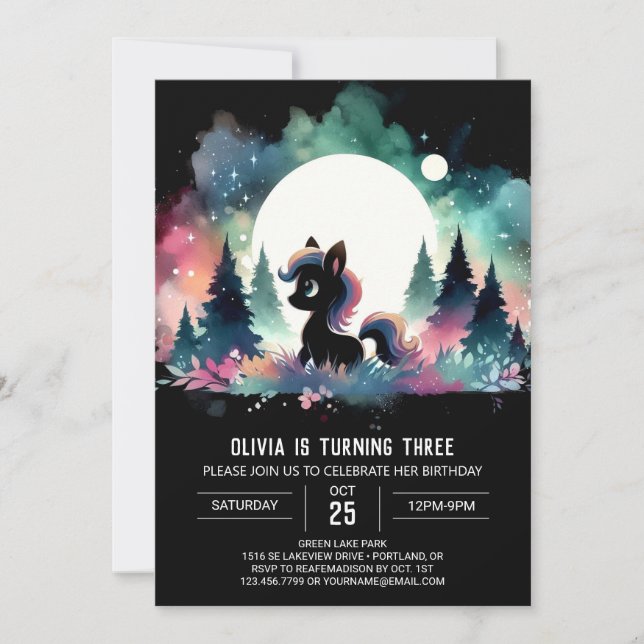 Invitation Forêt Majestic Horse Anniversaire (Devant)