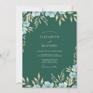 Invitation Forêt Mariage Peint Azure