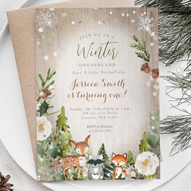 Invitation Forêt mystique Forêt rustique Onederland 1er anniv (Créateur téléchargé)