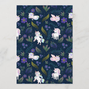 Invitation Forêt nocturne magique à licorne, motif transparen