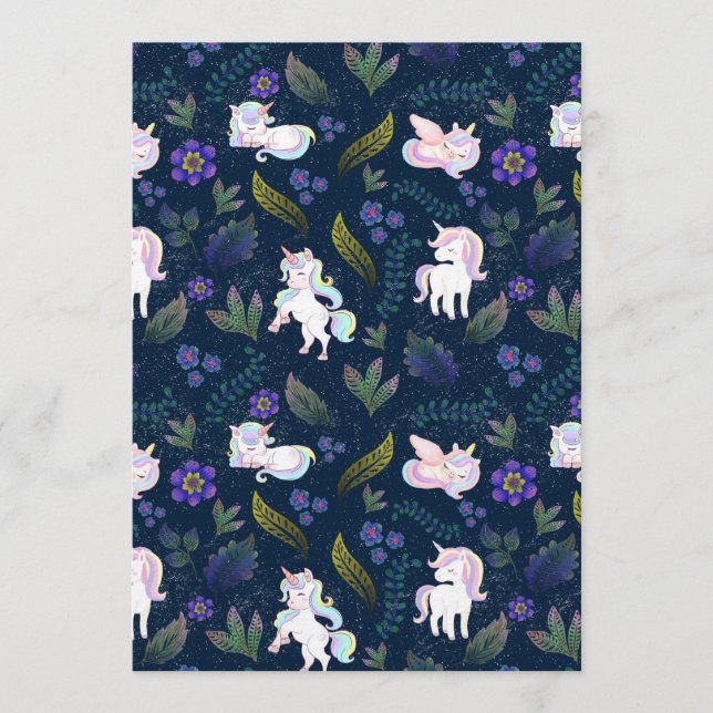 Invitation Forêt nocturne magique à licorne, motif transparen (Devant)