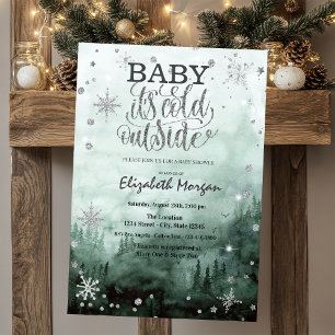 Invitation Forêt, Pins Arbres, Éclairage à cordes Baby shower
