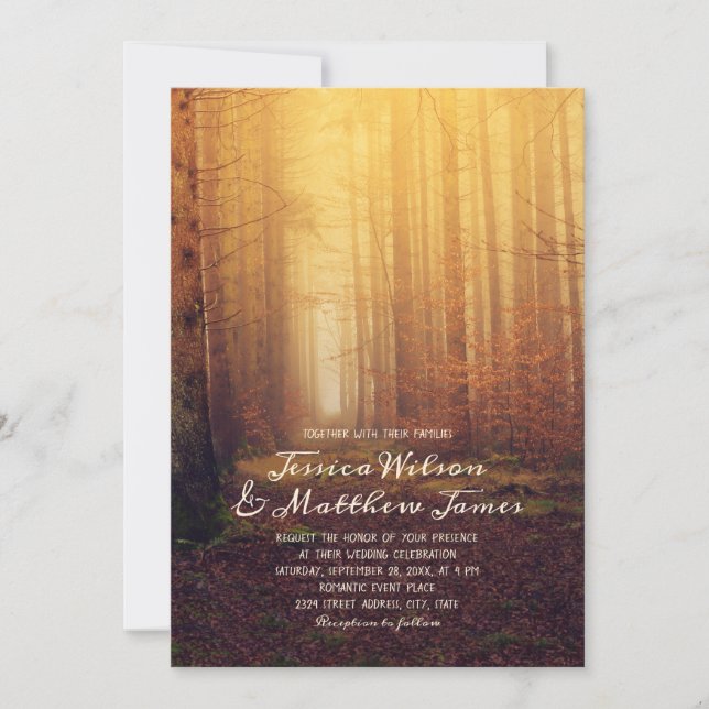 Invitation Forêt Rustique Automne Bois Mariage campagnard (Devant)