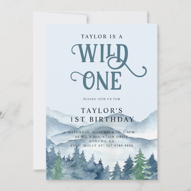 Invitation Forêt rustique sauvage Un 1er anniversaire (Devant)