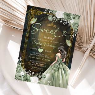 Invitation Forêt Sage Green Princesse Quinceañera