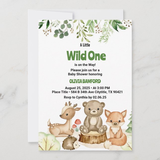 Invitation Forêt sauvage rustique - Créations Baby shower (Devant)