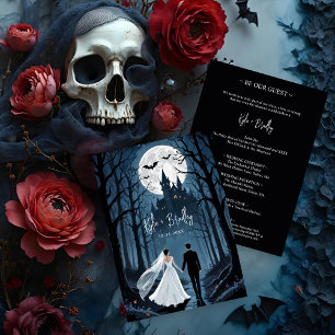 Invitation Forêt sinistre du couple mariage vers la maison