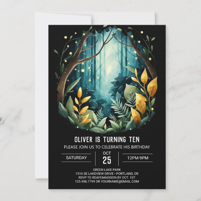 Invitation Forêt sur mesure Whimsical Woodland Anniversaire (Devant)