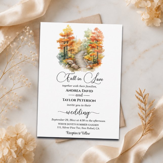 Invitation Forêt Tomber en Amour en Automne Mariage (Créateur téléchargé)