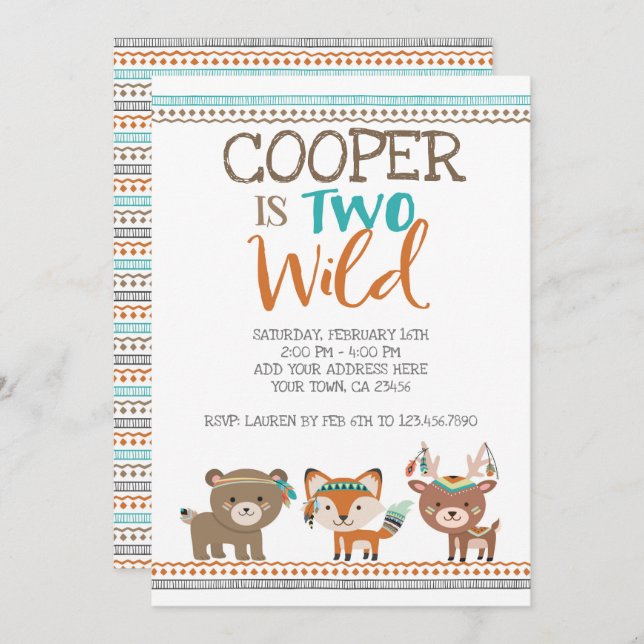 Invitation Forêt tribale (Devant / Derrière)