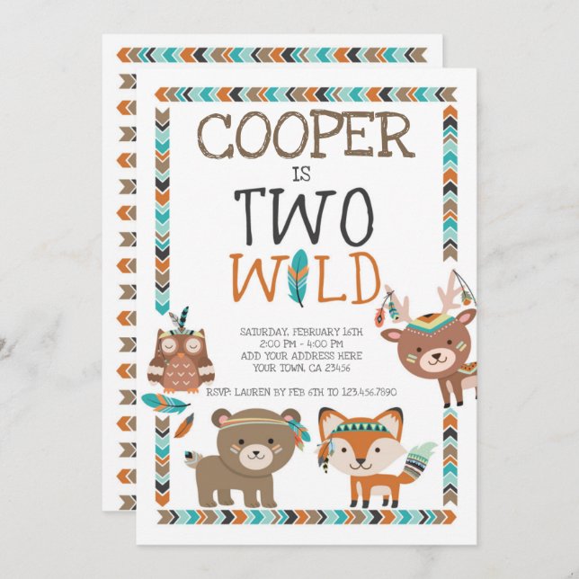 Invitation Forêt tribale, DEUX sauvages (Devant / Derrière)