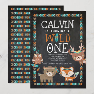 Invitation Forêt tribale, Un sauvage, 1er anniversaire