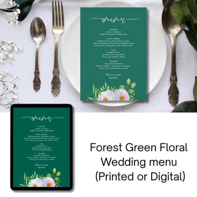 Invitation Forêt vert Floral Mariage imprimable menu (Créateur téléchargé)