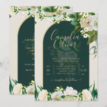 Forêt Vert Or Roses blanches Mariage d'hiver