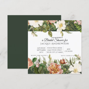 Invitation Forêt Vert rose ivoire Roses Fête des mariées flor