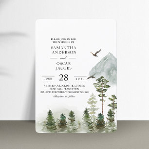 Invitation Forêt verte de nature moderne   Arbres à l'aquarel