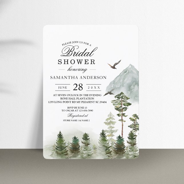Invitation Forêt verte de nature moderne | Arbres à l'aquarel (Créateur téléchargé)