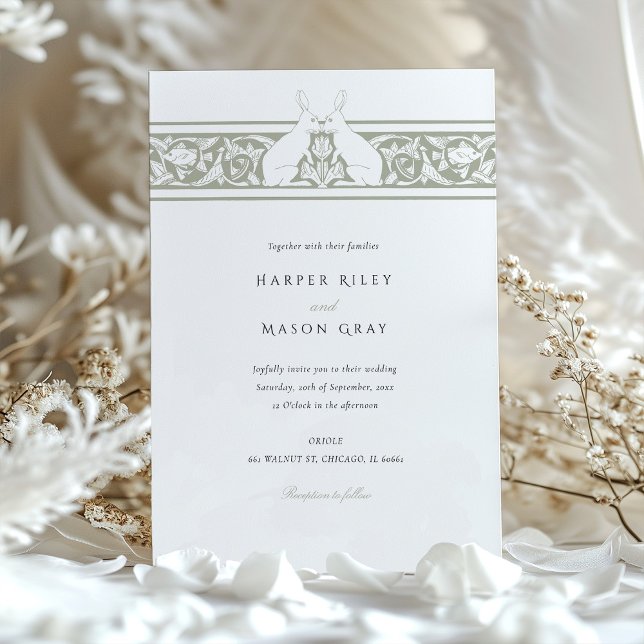 Invitation Forêt Whimsèque Thème Mariage Rabbit Motif (Créateur téléchargé)