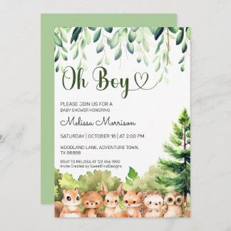 Invitation Forêt Wild Cubs Oh Boy Baby shower