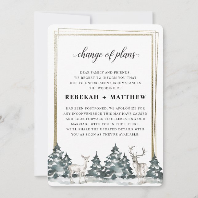 Invitation Forêt Wonderland | Changement de plan du mariage (Devant)