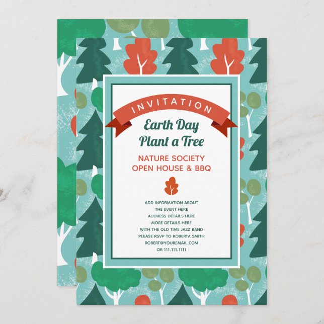 Invitation Forêt Woodland Thème Nature Lover  (Devant / Derrière)