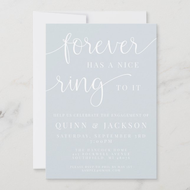 Invitation Forever A Une Belle Bague À Elle Fiançailles Invit (Devant)