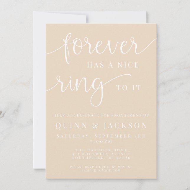 Invitation Forever A Une Belle Bague À Elle Fiançailles Invit (Devant)