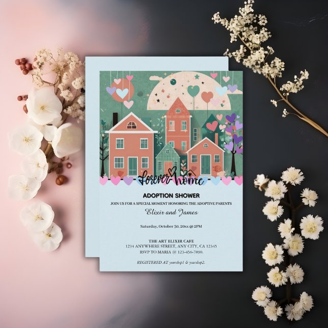 Invitation Forever Accueil Pastel Coeurs Adoption Foster Douc (Créateur téléchargé)