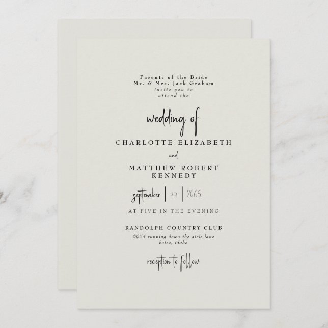 Invitation Forever Faithful Cream Mariage III (Devant / Derrière)