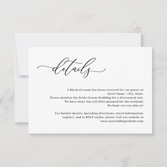 Invitation Forever Love ÉDITABLE COULEUR Mariage Détails Cart (Devant)