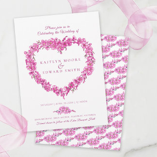 Invitation Forget-me-not heart art wedding pink white