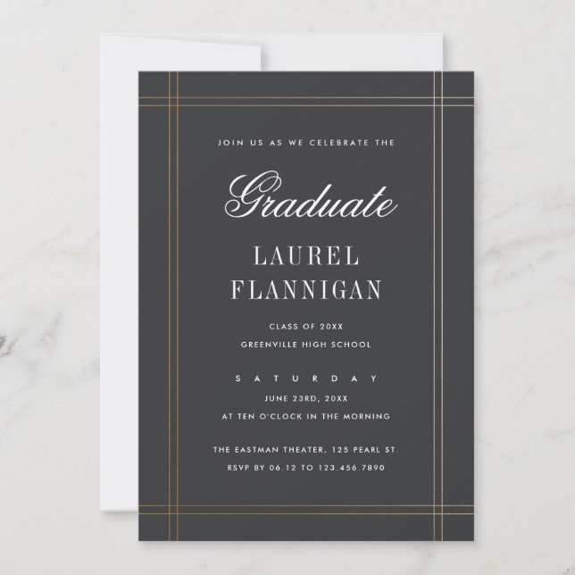 Invitation Formal Élégant Classique Simple Graduation (Devant)