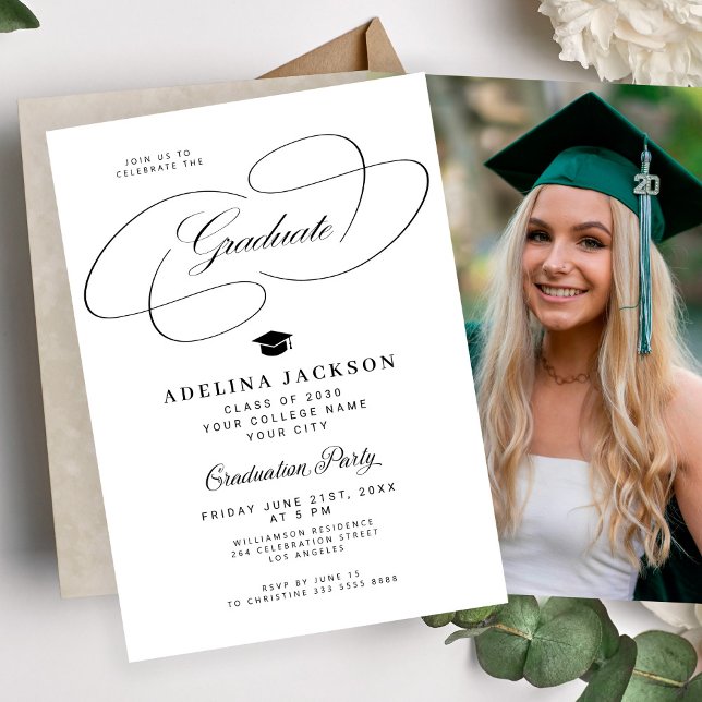 Invitation Formal elegant college photo graduation party (Créateur téléchargé)