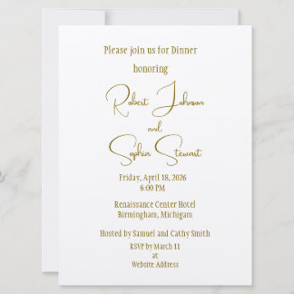 Invitation Formal Gold Black Tie Wedding Rehearsal