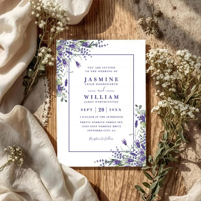 Invitation Formal Lavender Eucalyptus Budget QR Code Wedding (Créateur téléchargé)