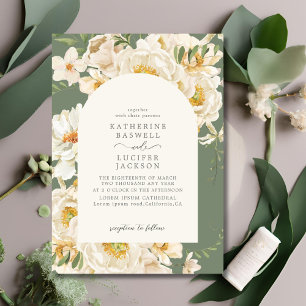 Invitation Formal Sage Green avec ivoire fleuri Jardin Mariag