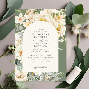 Invitation Formal Sage Green avec ivoire fleuri Jardin Mariag