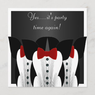 Invitation Formal Tuxedo Black Red Cravate costume