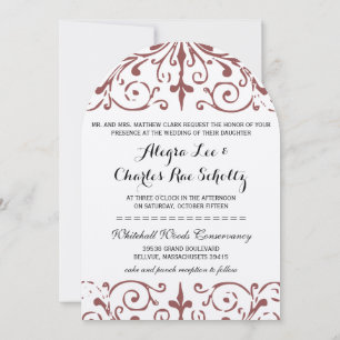 Invitation Forme d'arc de Mariage Vintage rustique Marsala