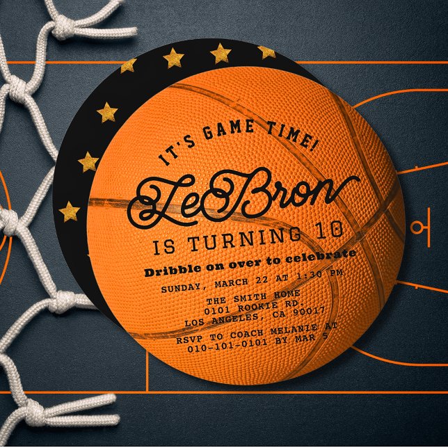 Invitation Forme de basketball Garçon Anniversaire Cercle (Créateur téléchargé)