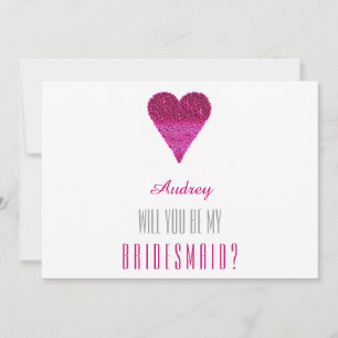 Invitation Forme de coeur rose Serez-vous ma servante d'honne