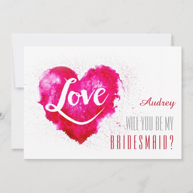 Invitation Forme de coeur rouge Serez-vous ma demoiselle d'ho (Devant)