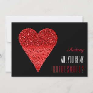 Invitation Forme de coeur rouge Serez-vous ma demoiselle d'ho
